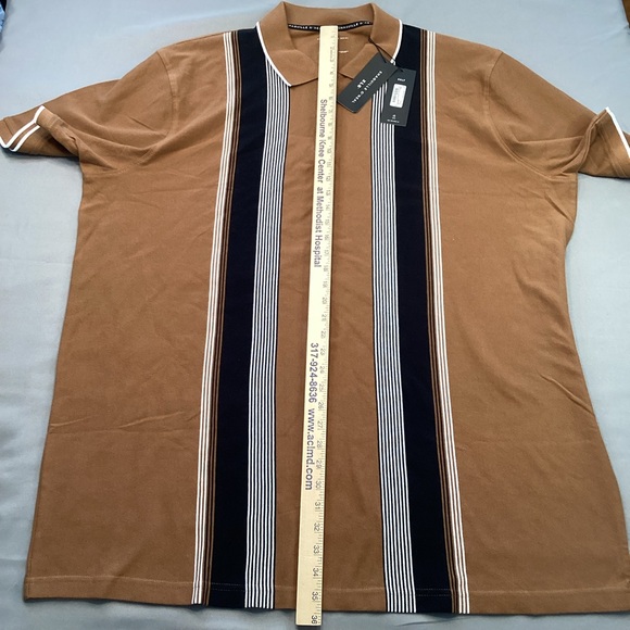 Shaquille O’Neal Mens 3XLT Big & Tall 1/4 Zip Polo Shirt Brown Black Striped NWT - Picture 6 of 8